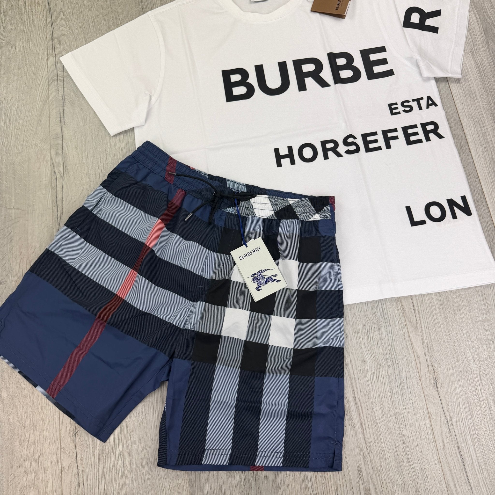 Burberry Men’s White T-shirt & Shorts Set - Morely TrendsBurberry Type here:)
