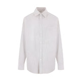 Bottega Veneta Cotton Linen Check Shirt With Bv Embroidery