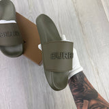Burberry Logo Men’s Khaki Green Sliders