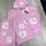 Denim Tears Men’s Pink Hoodie & Shorts Set