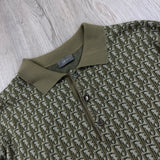 Dior Oblique Men’s Khaki / Olive Button-up Short Sleeve Polo shirt - Small (Fits Medium)