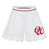 Off White Embroidered Baseball Short