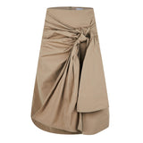 Bottega Veneta Compact Cotton Skirt With Knot Detail