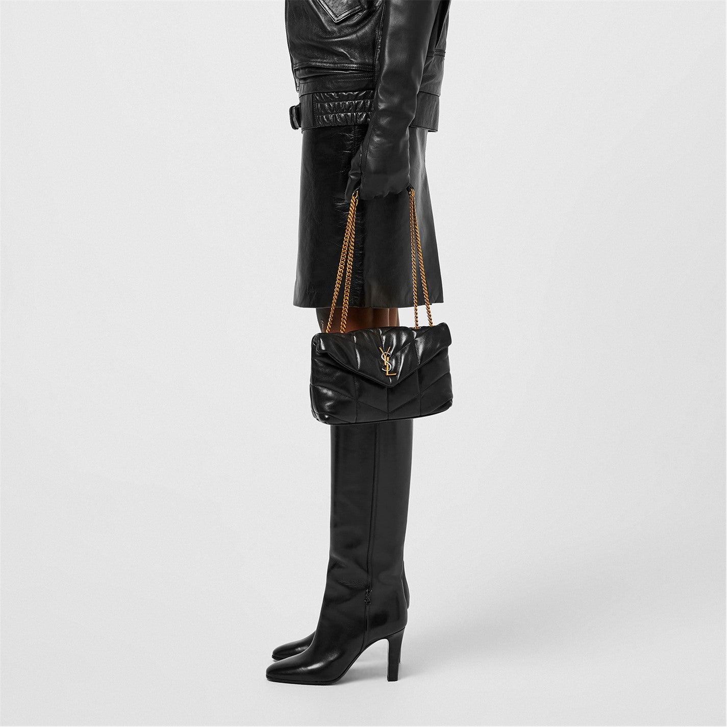 Saint Laurent Pencil Skirt In Shiny Leather