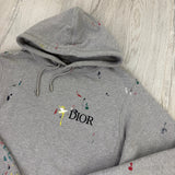 Dior Men’s Grey Paint Splattered Hoodie  - Small