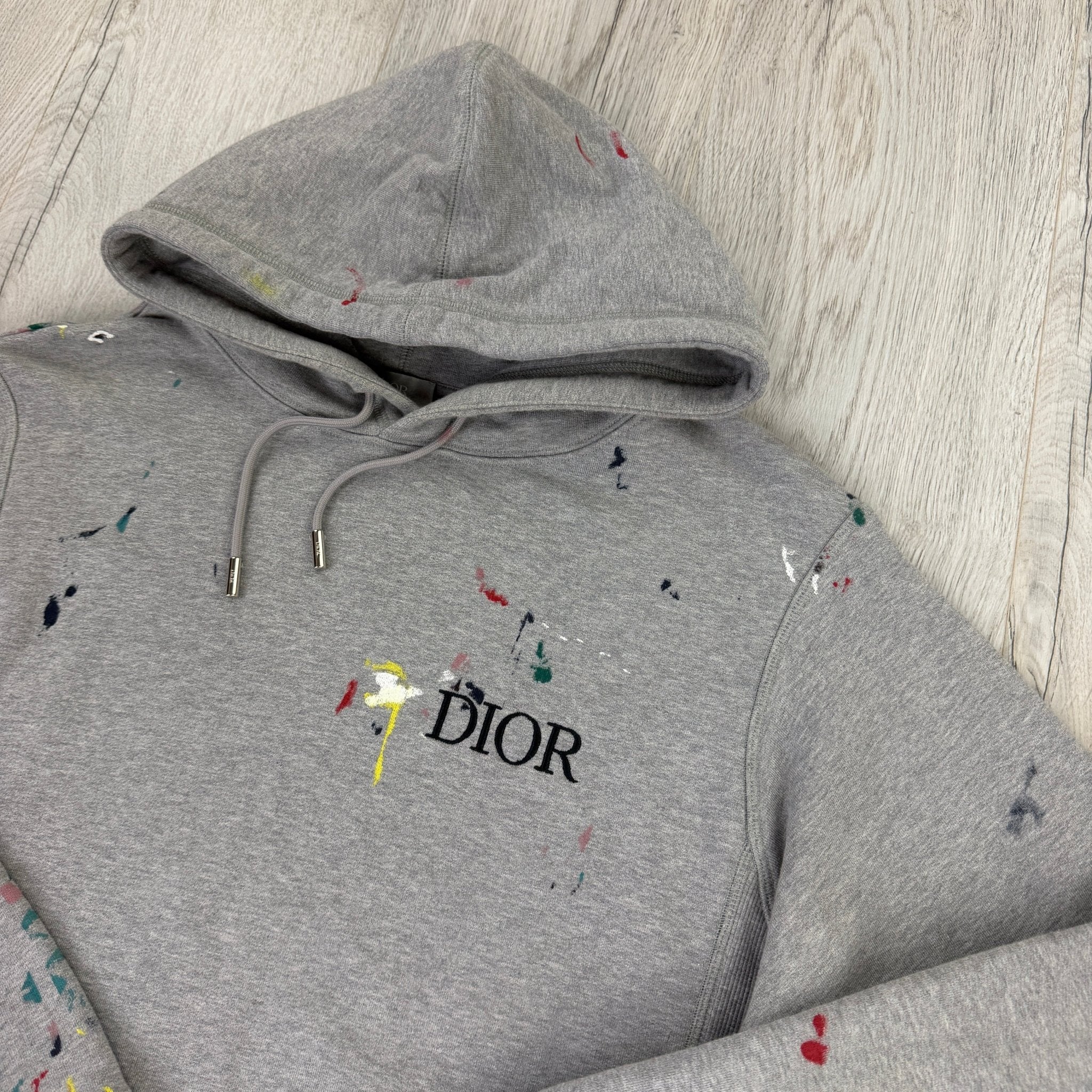 Dior Men’s Grey Paint Splattered Hoodie - Small - Morely TrendsDior Type here:)