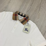 Burberry Men’s White Slim-Fit Checked Cotton-Piqué Polo Shirt