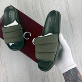 Gucci Men’s Olive Green GG Monogram Canvas Sliders