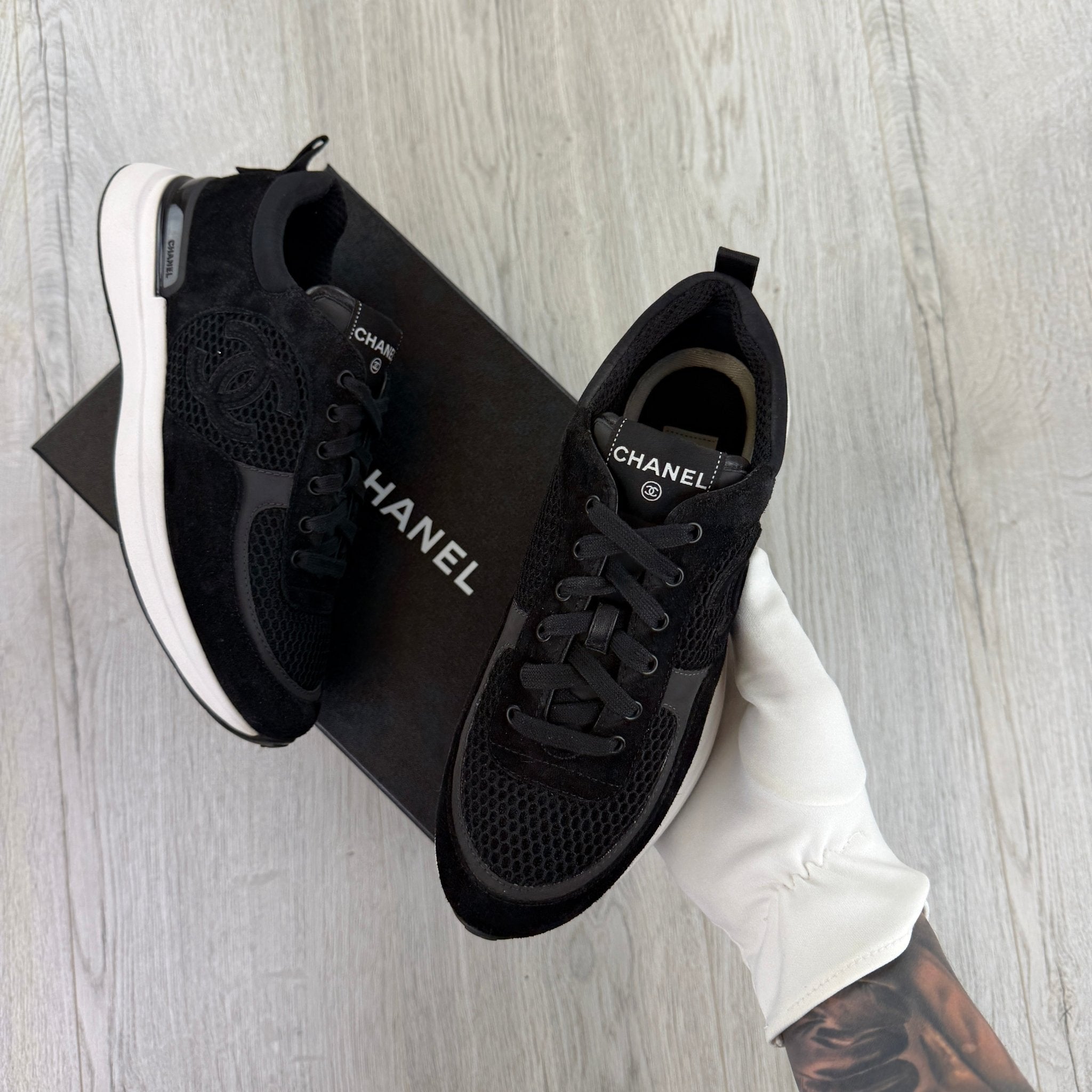 Chanel Men’s Black Low Suede Runners - Uk 7 - Morely TrendsChanel Type here:)