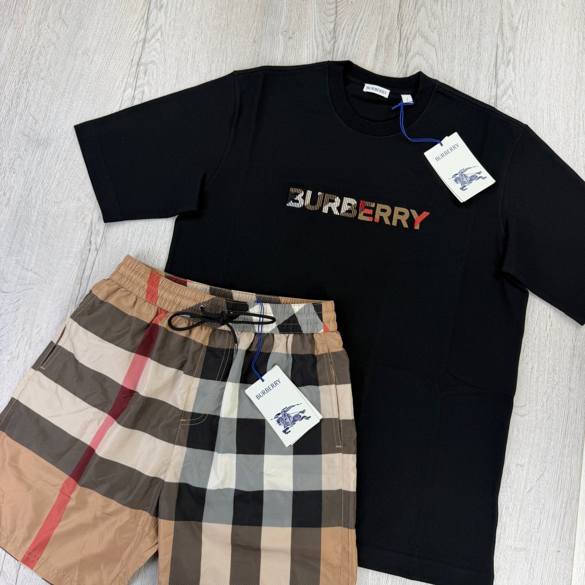 Burberry Men’s Black T-shirt & Shorts Set - Morely TrendsBurberry Type here:)