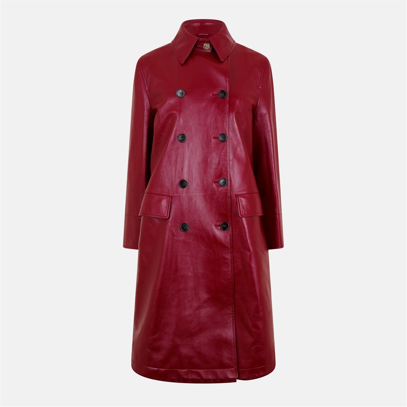 Gucci Shiny Leather Double Breasted Coat - Morely TrendsGucci Type here:)