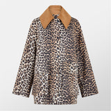 Ganni Leopard Printed Canvas Midi Jacket
