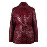 Gucci Gg Embossed Leather Jacket With Gg Belt