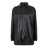 Bottega Veneta Intrecciato Curved-Hem Leather Shirt