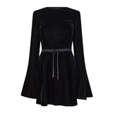 Saint Laurent Backless Velvet Skater Dress