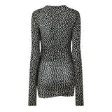 Saint Laurent Polka Dot Ruched Mini Dress