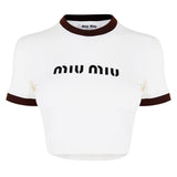 Miu Miu Crop Logo T-Shirt