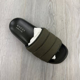 Gucci Men’s Olive Green GG Monogram Canvas Sliders