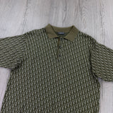 Dior Oblique Men’s Khaki / Olive Button-up Short Sleeve Polo shirt - Small (Fits Medium)