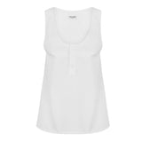 Saint Laurent Henley Tank In Cotton Poplin