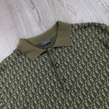 Dior Oblique Men’s Khaki / Olive Button-up Short Sleeve Polo shirt - Small (Fits Medium)
