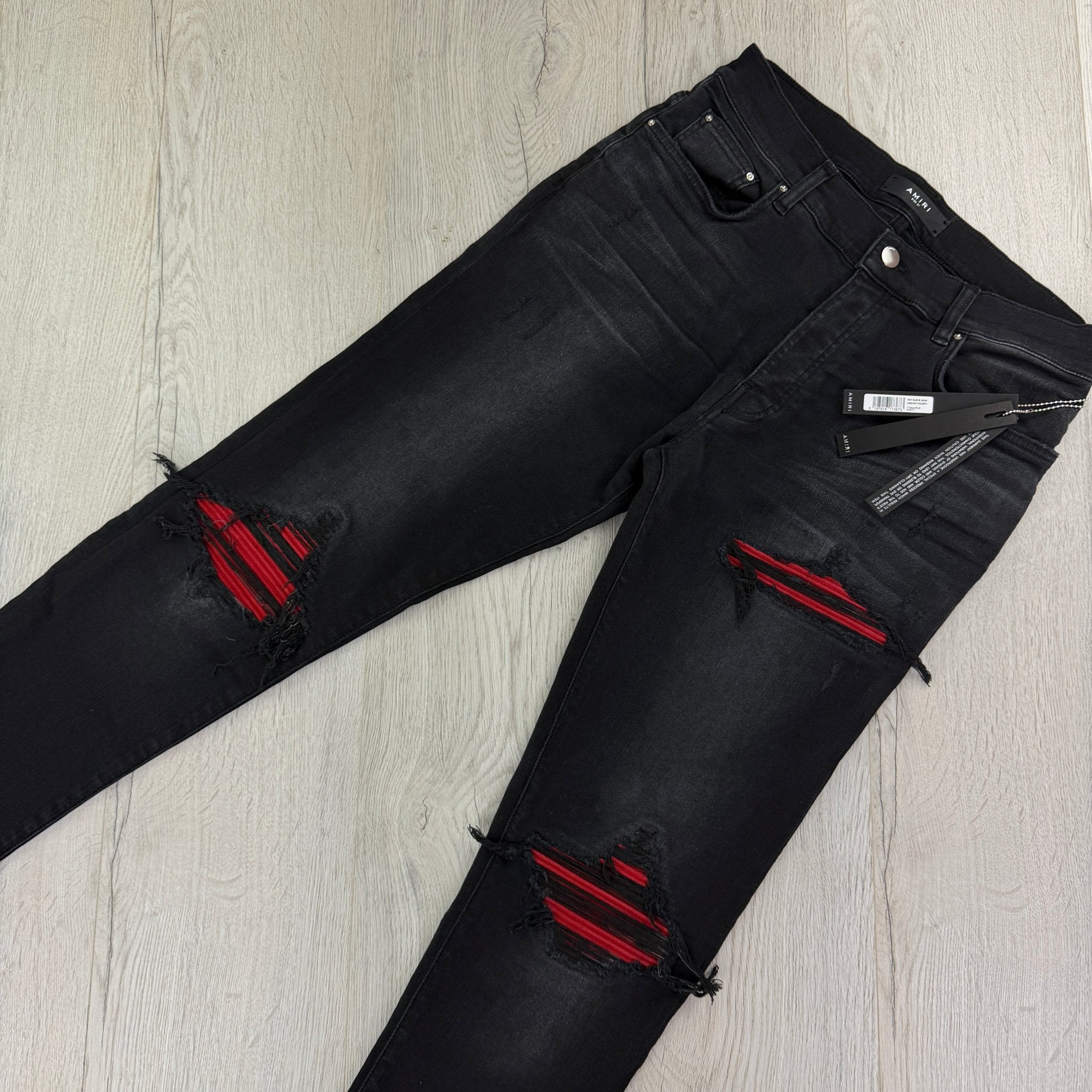 Amiri Men’s Black & Red Distressed Ripped Jeans - Uk 31 - Morely TrendsAmiri Type here:)
