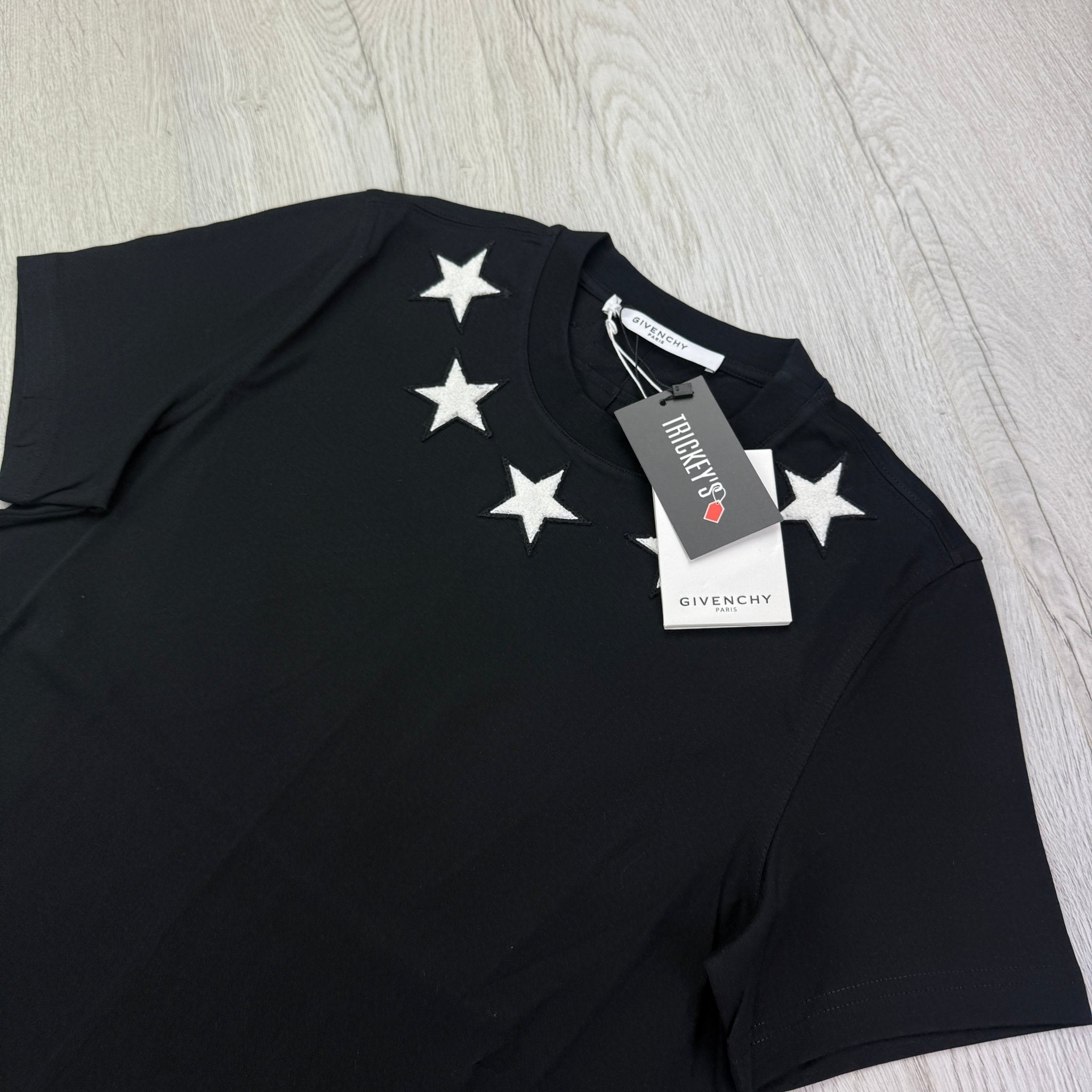 Givenchy Men’s Black T-shirt Neckline White Stars - Morely TrendsGivenchy Type here:)