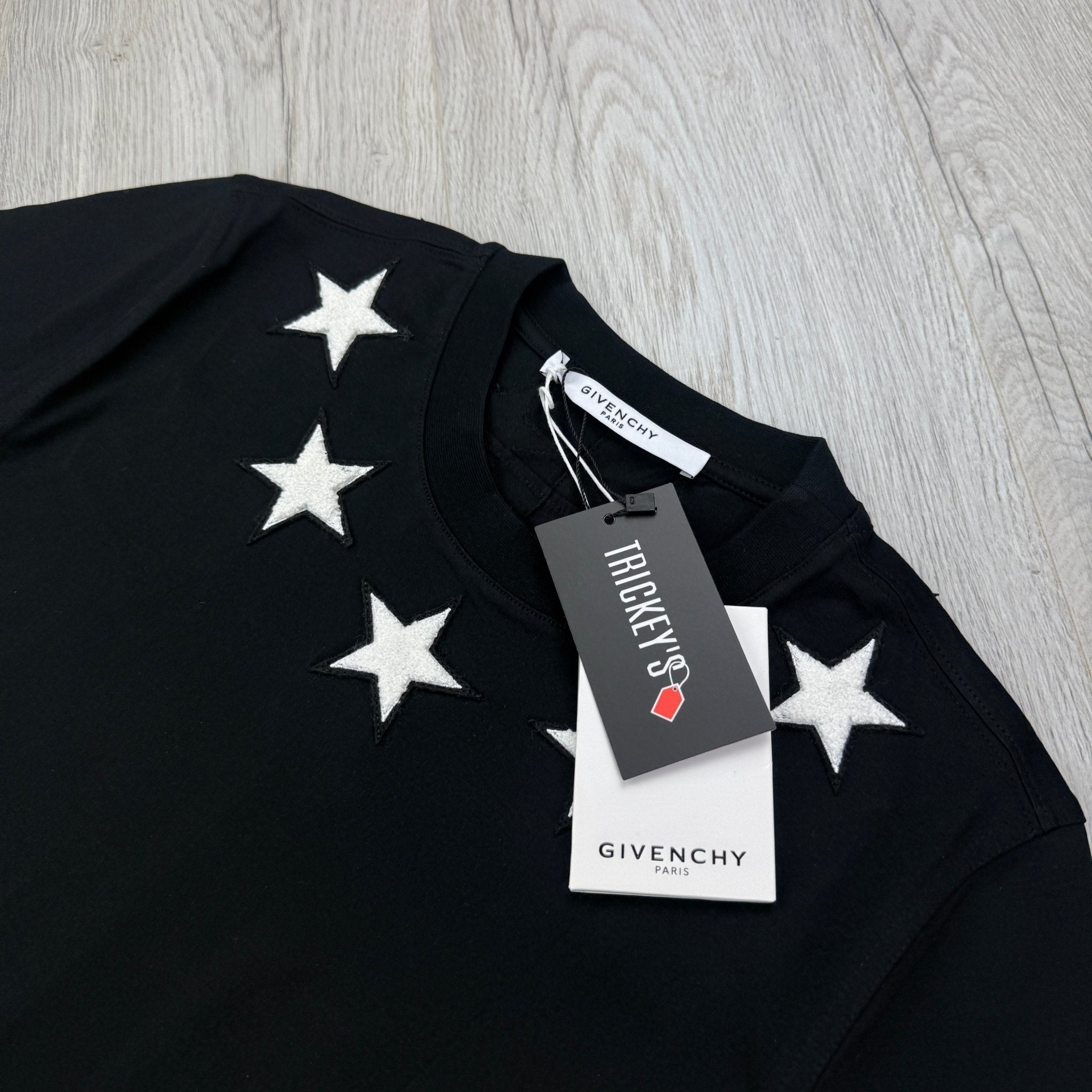 Givenchy Men’s Black T-shirt Neckline White Stars - Morely TrendsGivenchy Type here:)