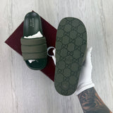 Gucci Men’s Olive Green GG Monogram Canvas Sliders