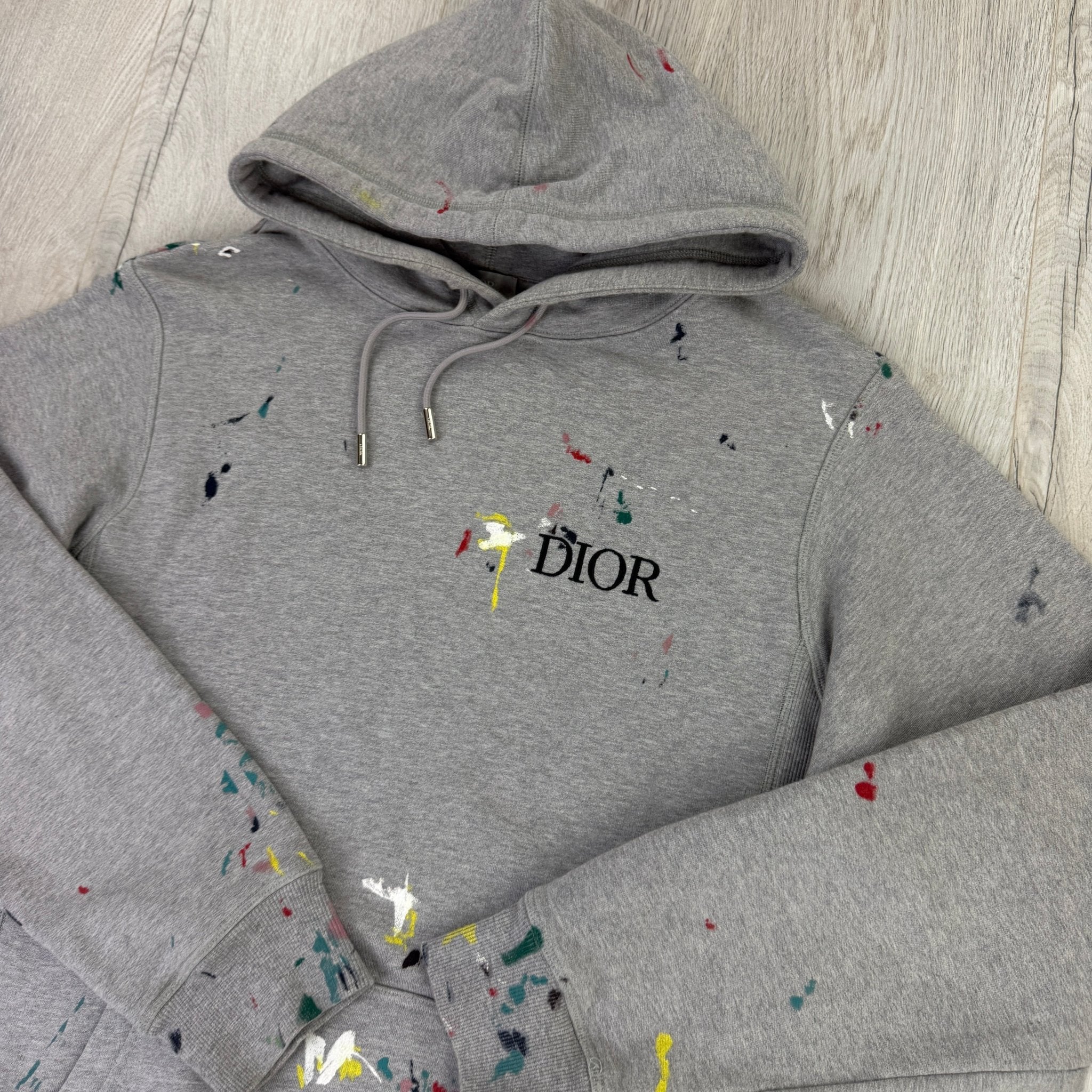Dior Men’s Grey Paint Splattered Hoodie - Small - Morely TrendsDior Type here:)