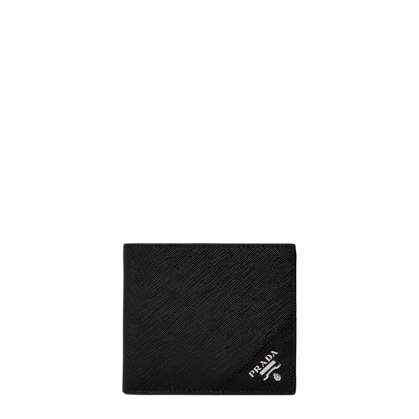 Clip Wallet Prada Wallet Mens Sale Black Saffiano Leather Wallet PRADA