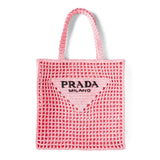 Prada Rafia Logo Shopping Bag