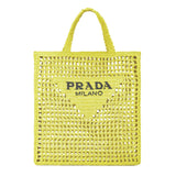 Prada Rafia Logo Shopping Bag