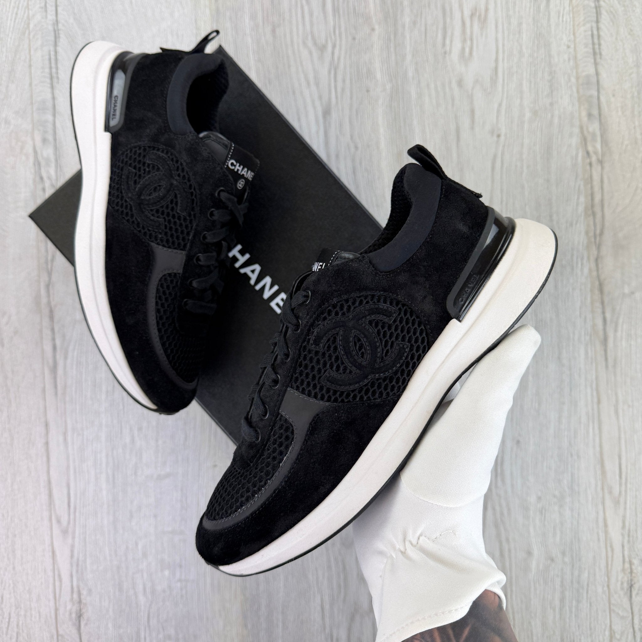 Chanel Men’s Black Low Suede Runners - Uk 7 - Morely TrendsChanel Type here:)