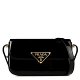 Prada Logo Plaque Patent Shoulder Bag