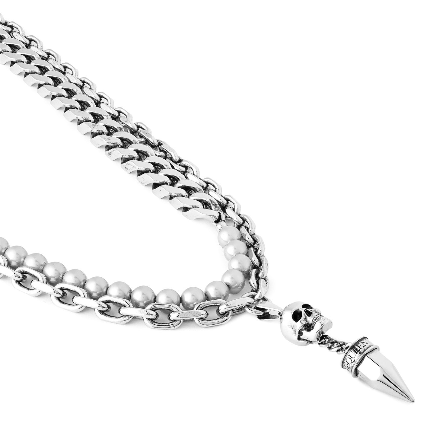 Alexander McQueen Pearl And Skull Stud Necklace