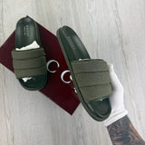 Gucci Men’s Olive Green GG Monogram Canvas Sliders