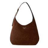 Prada Large Suede Shoulder Tote Bag