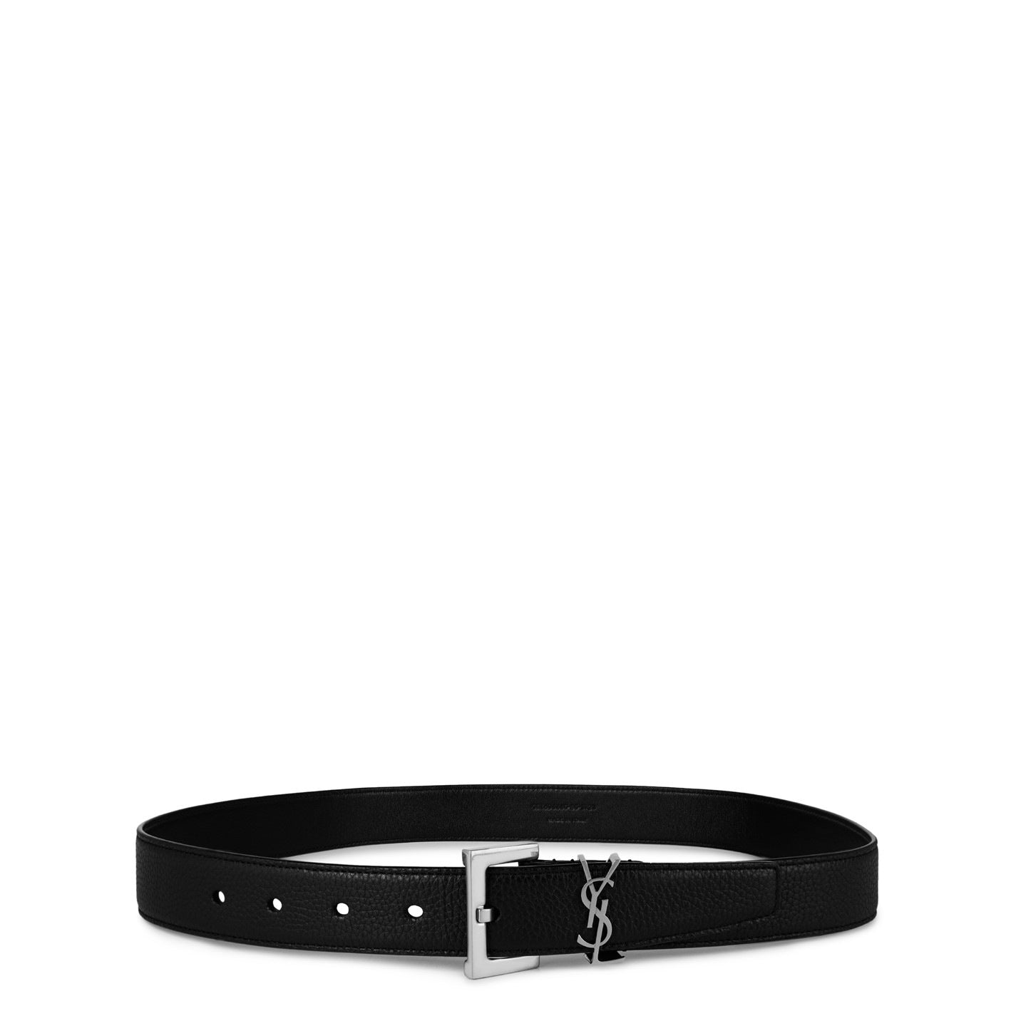 Saint Laurent Leather Cassandre Buckle Belt