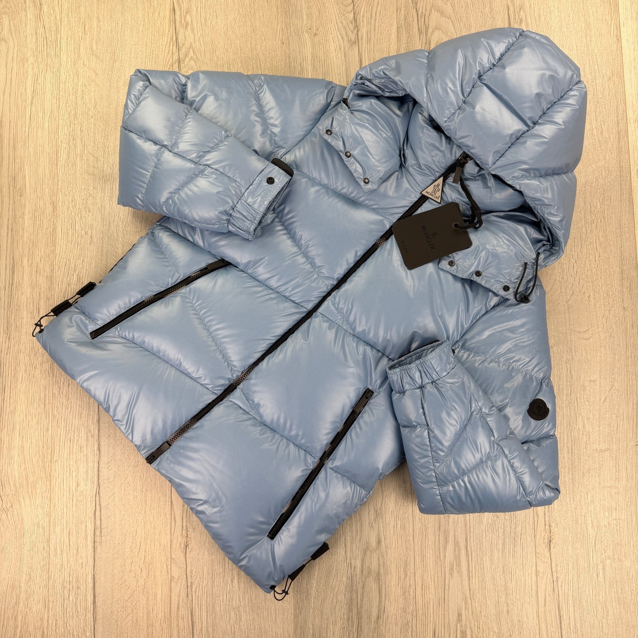 Moncler Men’s Yonne Baby Blue Black Badge Zip-up Down Jacket - Morely TrendsMoncler Type here:)