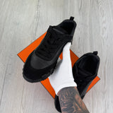 Hermes Men’s All Black Suede Bouncing Sneakers - 42.5 Fit Uk 8.5)
