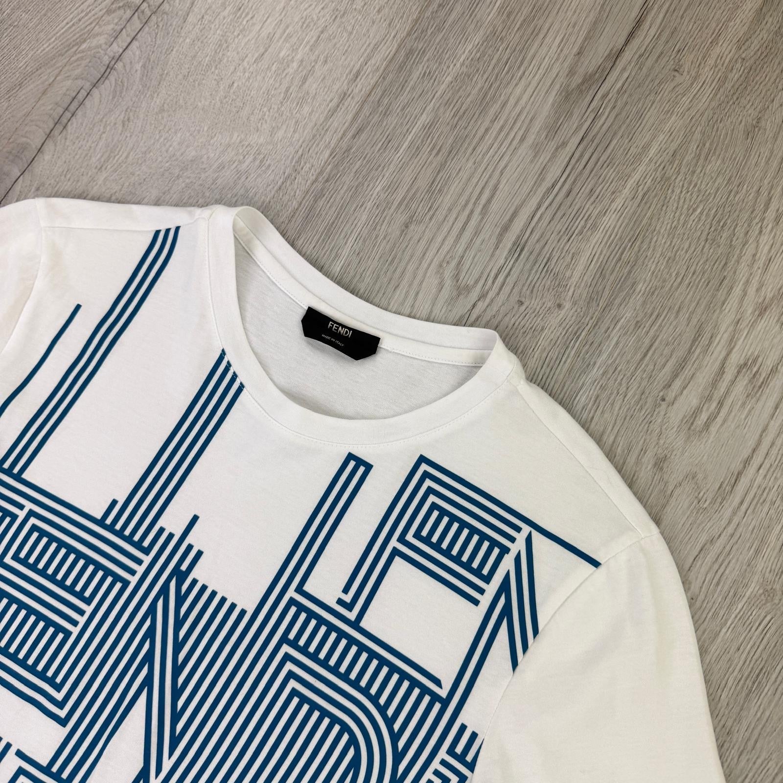 Fendi Men’s White & Blue T-shirt - XS - Morely TrendsFendi Type here:)