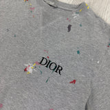 Dior Men’s Grey Paint Splattered T Shirt