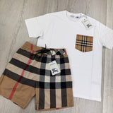 Burberry Men’s White T-shirt & Shorts Set