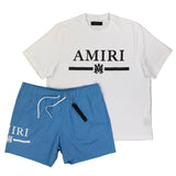 Amiri Men’s White T-shirt & Swim Shorts Set