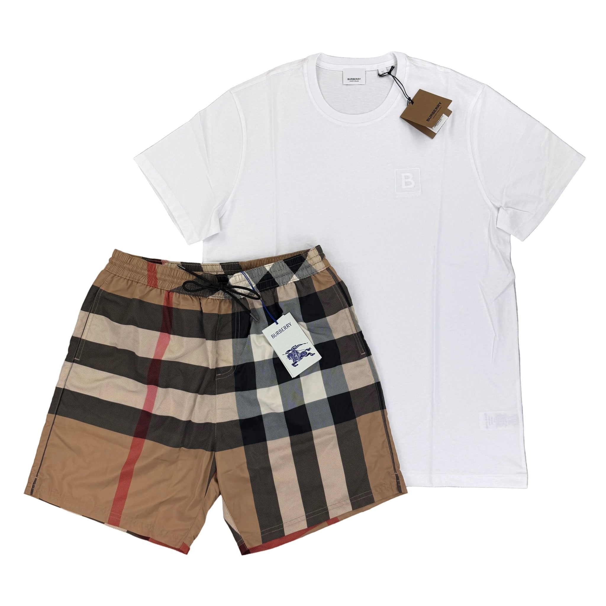 Burberry Men’s White T-shirt & Shorts Set - XL - Morely TrendsBurberry Type here:)