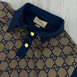 Gucci Men’s Beige & Navy GG Interlocking Polo - Slim