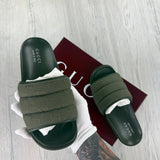 Gucci Men’s Olive Green GG Monogram Canvas Sliders