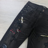 Amiri Men’s MX1 Aged Black Distressed Jeans - Uk 34