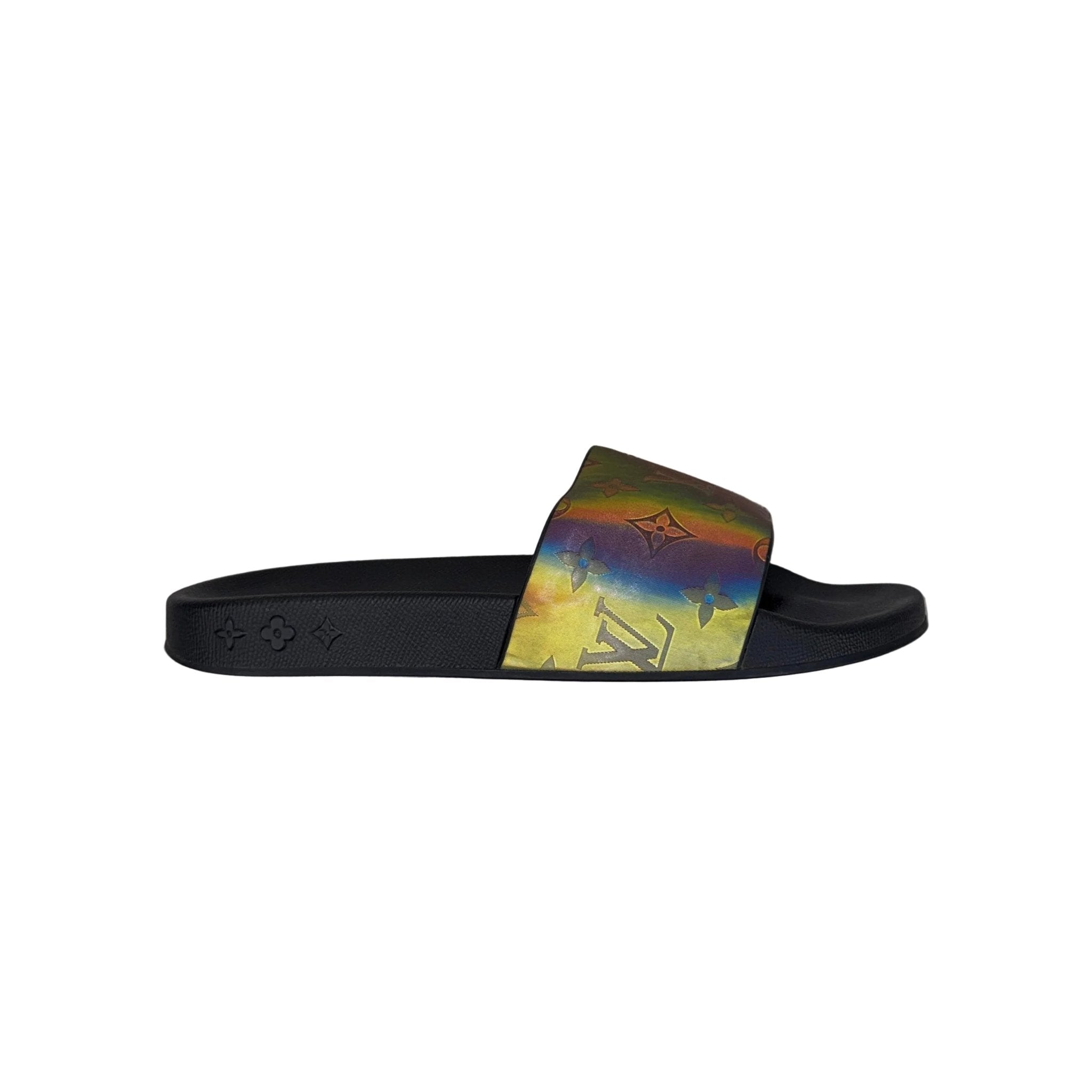 Louis Vuitton Multicolor Iridescent Monogram Rubber Waterfront Sliders - Uk 6 (Fit 7) - Morely TrendsLouis Vuitton Type here:)